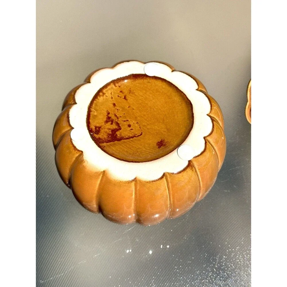 Ceramic Pumpkin Jar with Leaf on Lid Fall Harvest Thanksgiving Halloween Decor